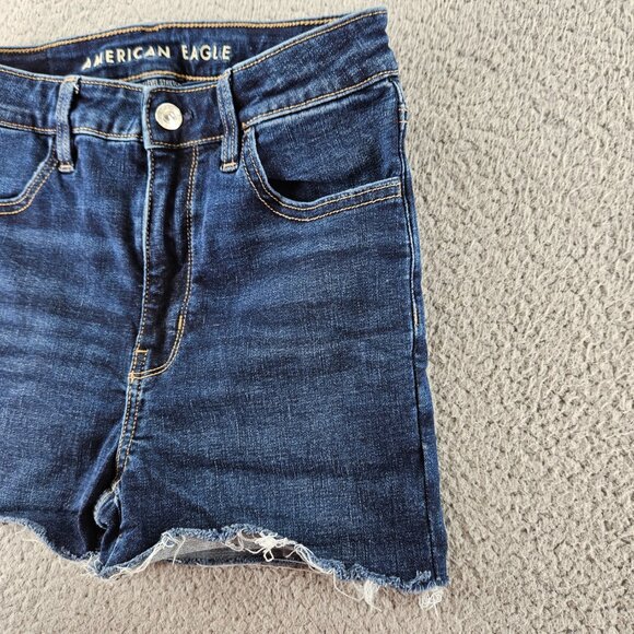 American Eagle Shorts Womens 2 Short Super High Rise Cut Off Distressed Denim - Picture 3 of 16
